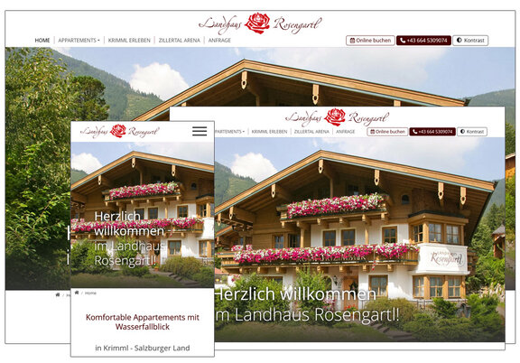 Screenshot Website Landhaus Rosengartl