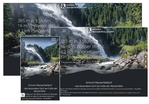 Screenshot Website Krimml Wasserfalldorf